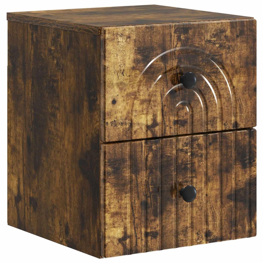 vidaXL Wandmontierter Nachttisch Geräucherte Eiche 33 x 34,5 x 40 cm