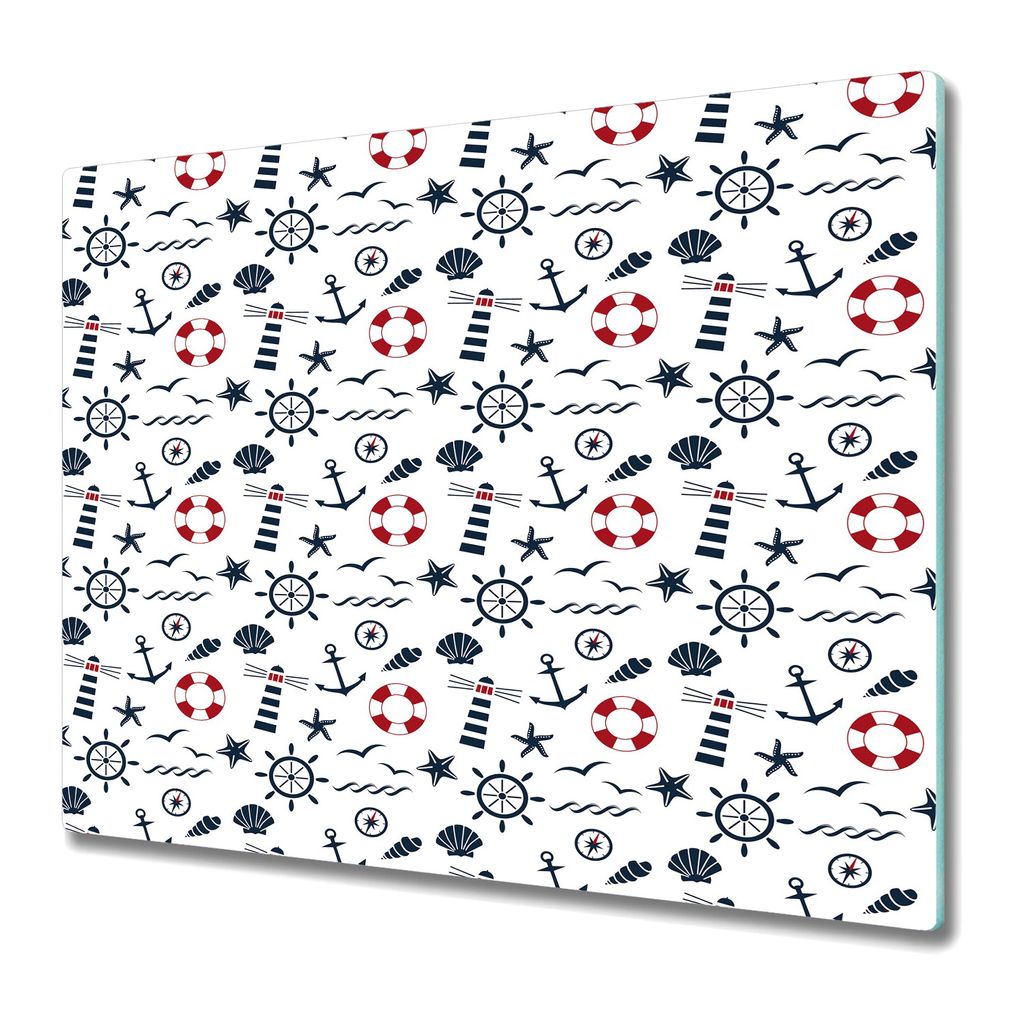 Küche Schneidebrett - Schneidebrett Glas - Herd Abdeckung - 60x52 - Nautische Anker Nautische Attribute