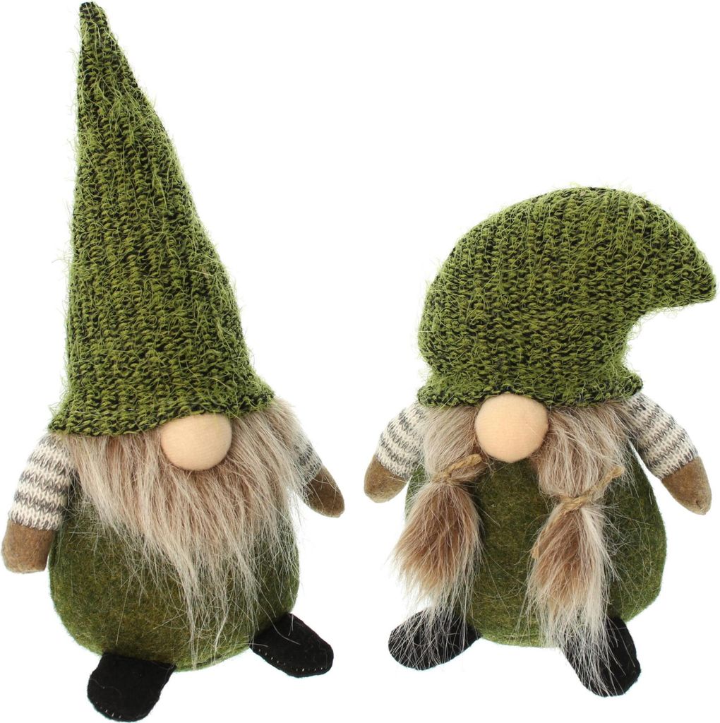 2 Wichtel Grünmützen Textil grün 20+27cm Produktbild 