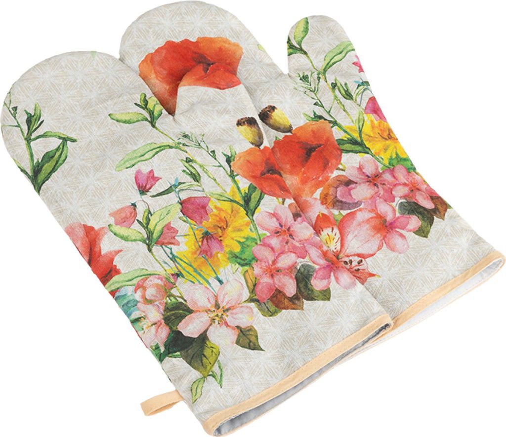 Grillhandschuhe 2tlg. - 20x36 cm - Beige,Rot