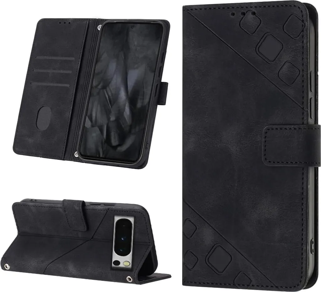 Cover Portafoglio Pixel 8 Pro in Pelle Nera: Pratica e Resistente