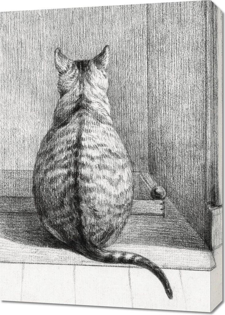 Bild 50x70cm Sitzende Katze, Jean Bernard Vintage für das Wohnzimmer