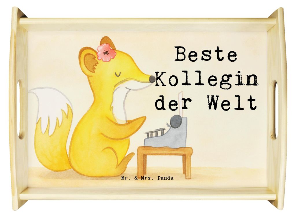 Mr. & Mrs. Panda sofatablett Fuchs Beste Kollegin der Welt Design - Weiß - Geschenk, Ruhestand, Dankeschön, Arbeit, Abschiedsgeschenk, Büro, Dek...