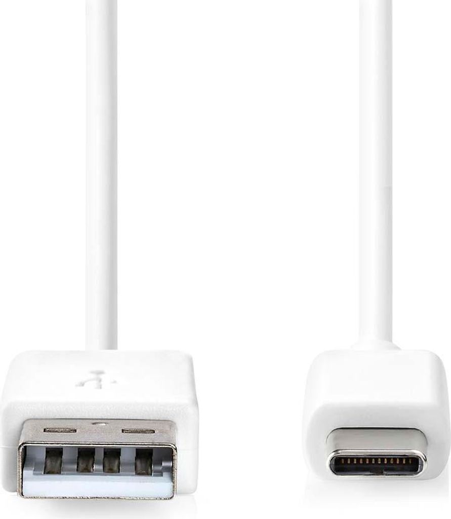 Nedis USB-Kabel - USB 2.0 - USB-A Stecker - USB-C Stecker - 15 W - 480 Mbps - Vernickelt - 0.50 m - Rund - PVC - Weiss - Label
