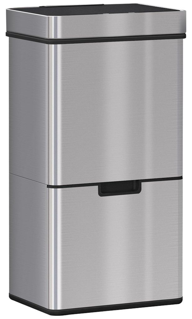 Mülleimer 72L Abfalleimer Mit Sensor, Mülltrennsystem 3 Fächer, Edelstahl, Silber, 42X30X81 Cm