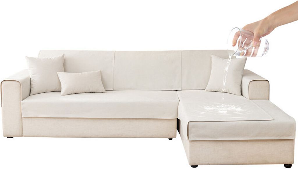 (45*45cm,Weiß)Wasserdicht Sofakissenbezug Sofakissen aus Chenille Rutschfester Sofabezug Kratzfest Sofaschutz für Ecksofa Schlafzimmerteppi...