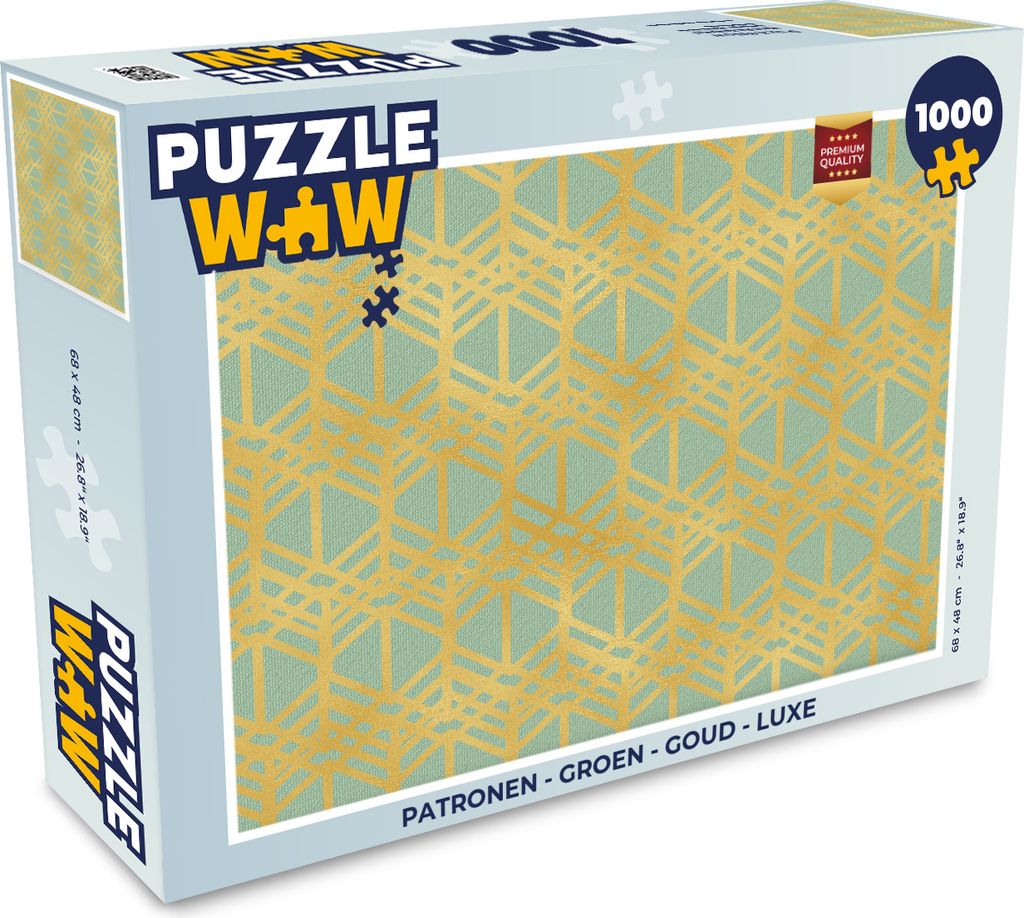 MuchoWow Puzzle 1000 Teile Muster - Grün - Gold - Luxus - Erwachsene - Rätsel
