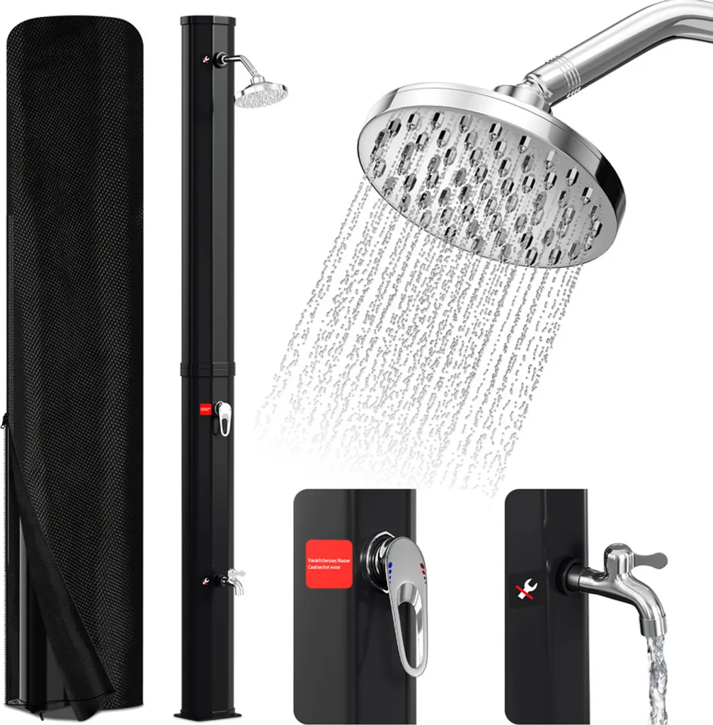 Bettizia Doccia solare Doccia da piscina Doccia da giardino 35L Nero con cappuccio protettivo Doccia da campeggio fino a 60°C Doccia a pioggia Doccia da esterno Piscina da campeggio - 8