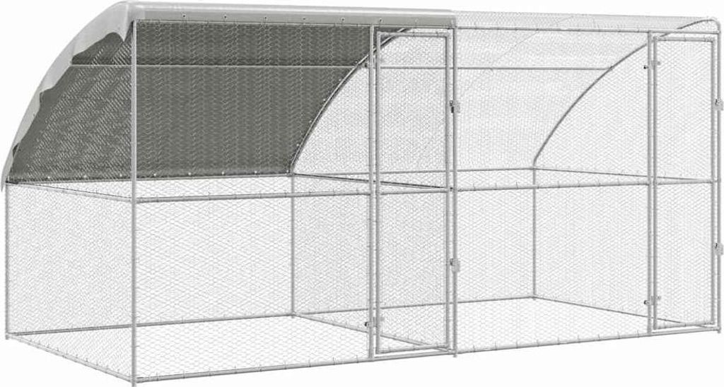 Hühnerkäfig Silber 400 x 200 x 198.5 cm Verzinkter Stahl