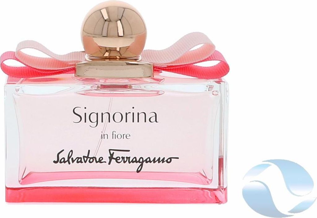 A bottle of Salvatore Ferragamo Signorina In Fiore Eau de Toilette.