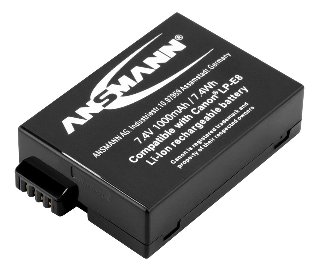 ANSMANN Li-Ion Akku A-Can LP E8 7,4V 1000mAh, für Digitalkamera, Canon uvm.