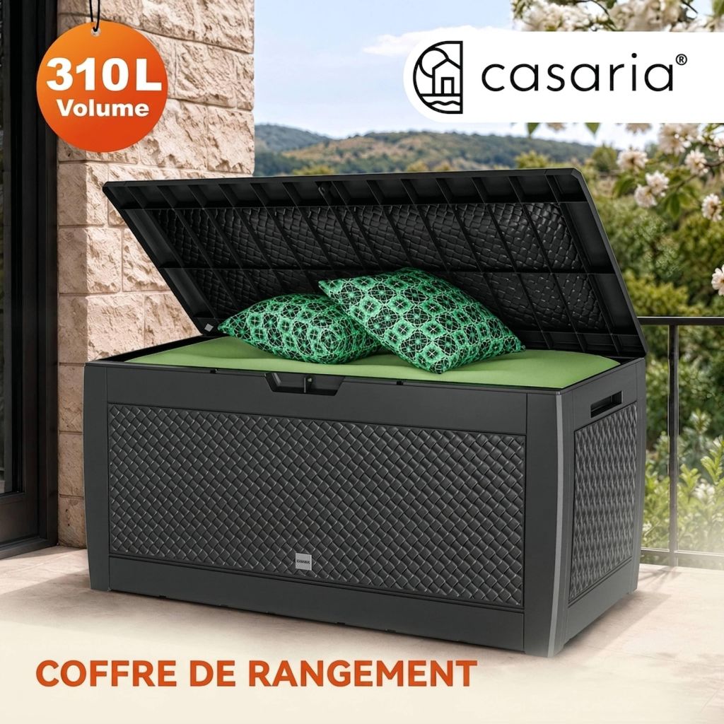CASARIA Coffre de Rangement Anthracite Aspect Osier 310L Image du produit 