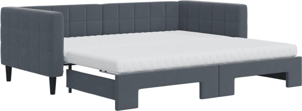 vidaXL Tagesbett Ausziehbar mit Matratzen Dunkelgrau 90x190 cm Samt