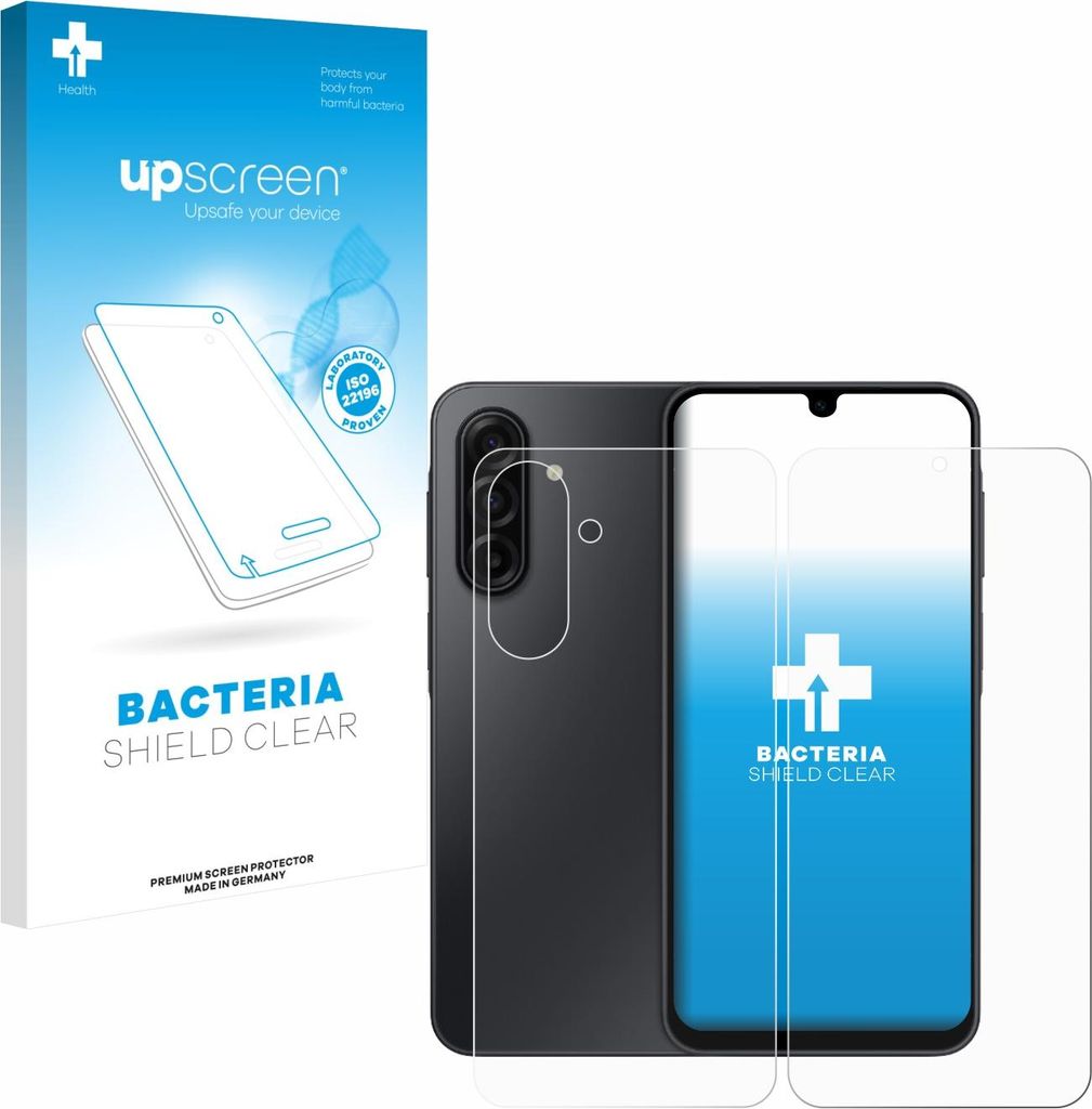 upscreen Schutzfolie für Samsung Galaxy A17 5G (Display+Rückseite) Displayschutz Displayschutzfolie Folie Klar antibakteriell