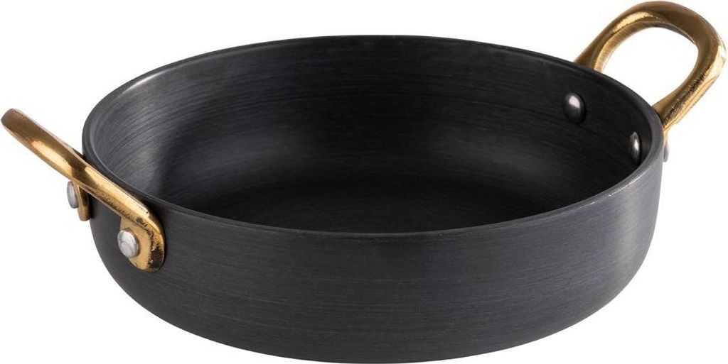 APS 40742 Serviertöpfchen CASTORO, Aluminium, Griffe aus Messing, Ø 15 cm, Höhe 4 cm, 0,5 Liter, anthrazit