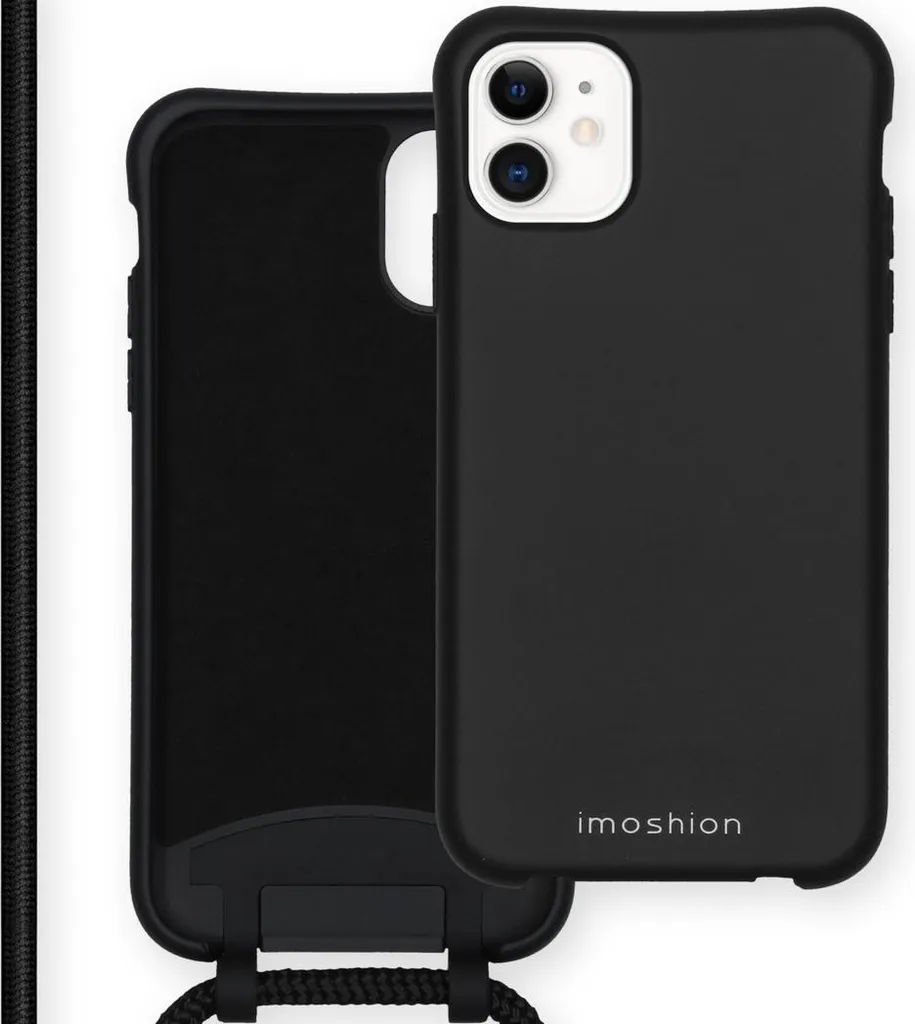 Cover iPhone 11 iMoshion Nero Opaco - Protezione Antiurto con Laccio