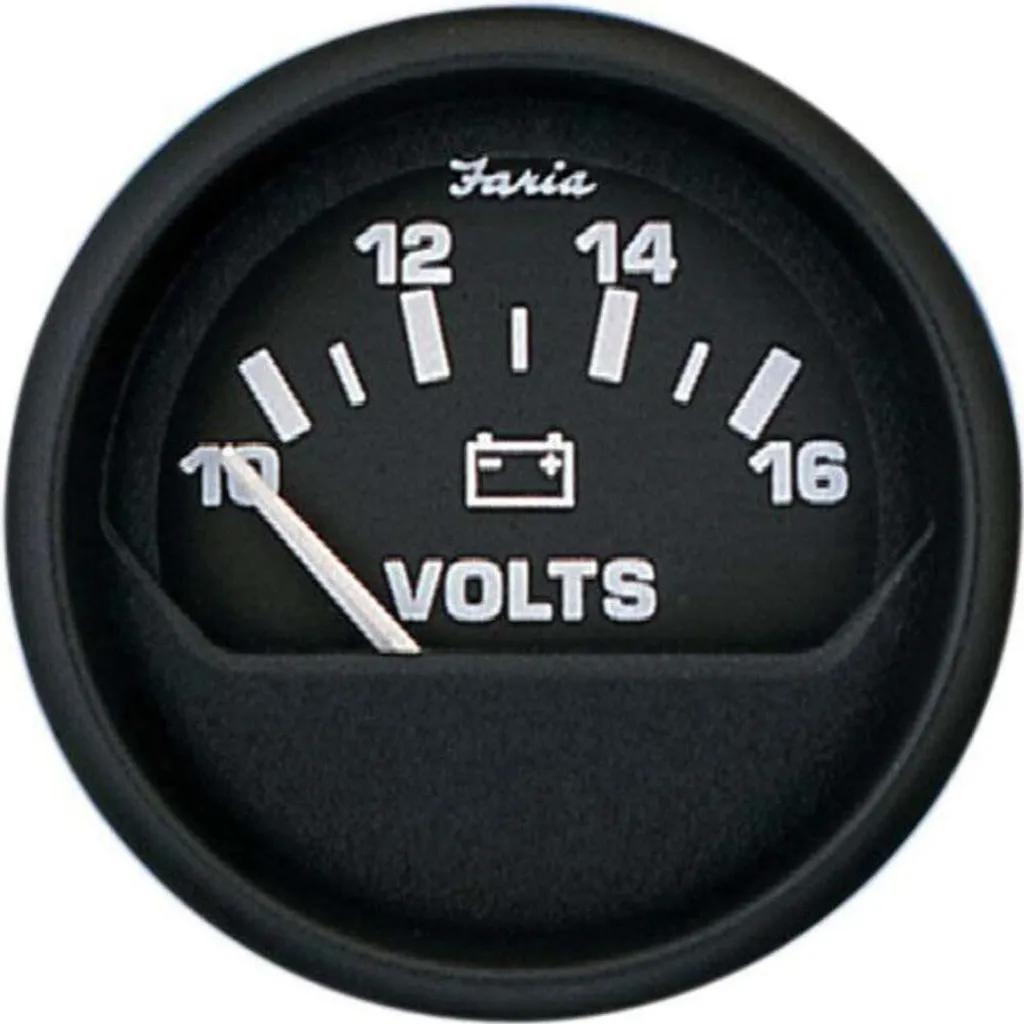 Voltmètre Analogique Faria Euro Noir 10-16V pour Bateau et Automobile