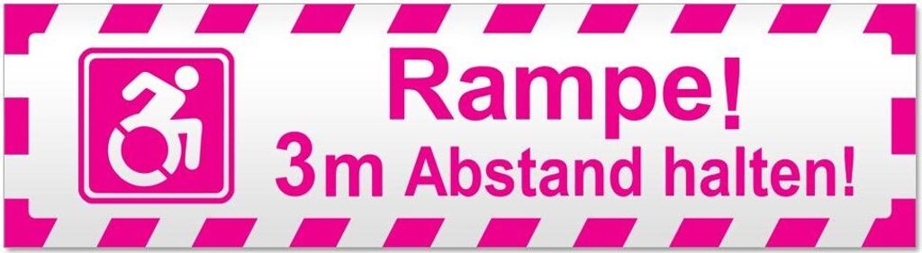 Kiwistar Rampe! Motiv 3m Abstand gestreift Magnetschild Schild magnetisch - 20cm Pink - Magnetfolie für Auto PKW Kfz