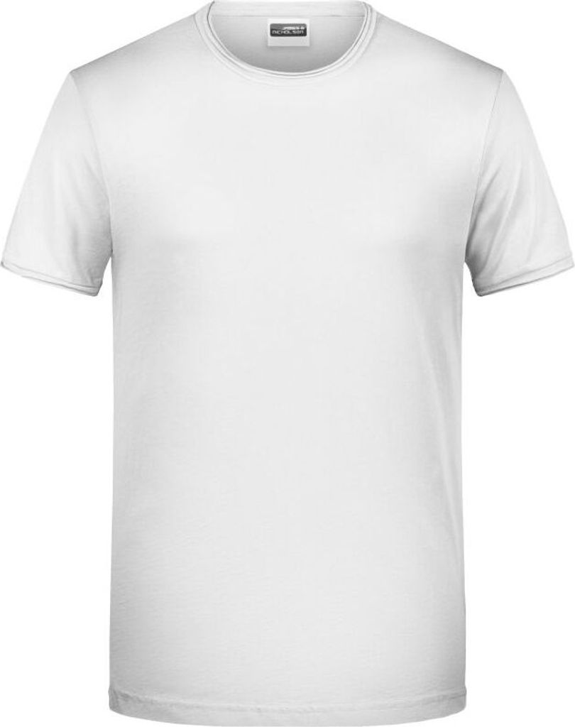 Men's-T Herren T-Shirt mit trendigem Rollsaum white, Gr. XL