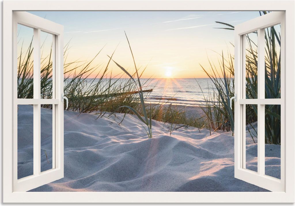 ARTland Wandbild Alu für Innen & Outdoor Ostseestrand, weißes Fenster Größe: 70x50 cm