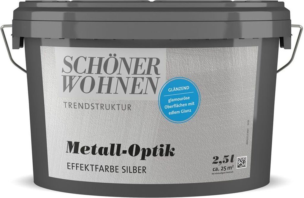 SCHÖNER WOHNEN FARBE Effektfarbe Metall-optik glänzend 2,5L silber