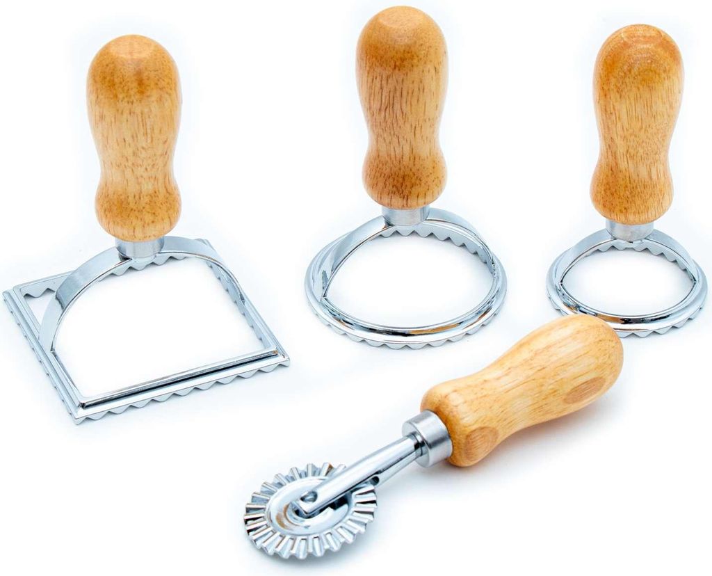 Intirilife 4-teiliges Ravioli Ausstecher Set Pasta Stempel - 12.7 x 3.8/9.7 x 5/10.5 x 6.4/11 x 6.9 cm - 2 Runde 1 Quadratische Ausstecher und Nude...