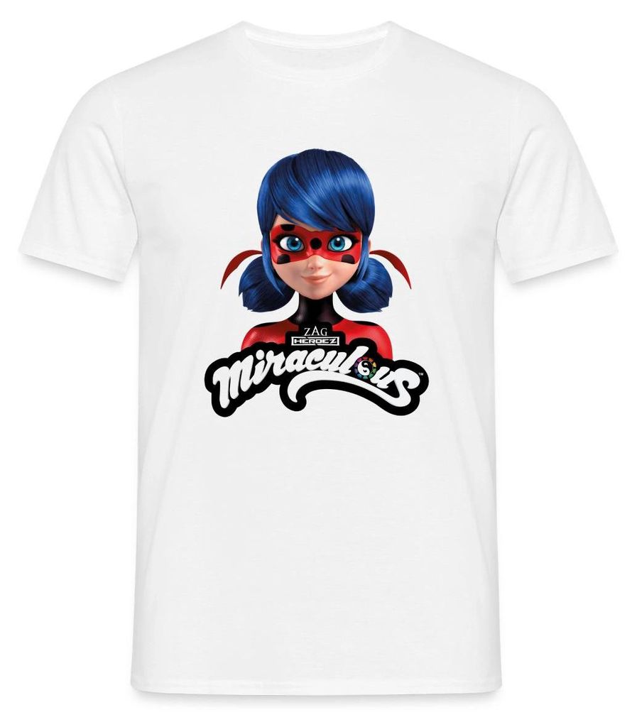 Spreadshirt Miraculous Ladybug Mit Logo Männer T-Shirt, S, Weiß
