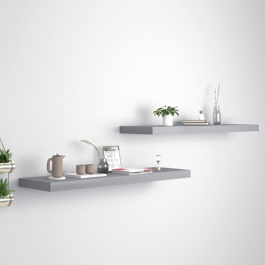 Półki Ścienne, 2 Szt., Szare, 90X23,5X3,8 Cm, Mdf Lumarko! Zdjęcie produktu 
