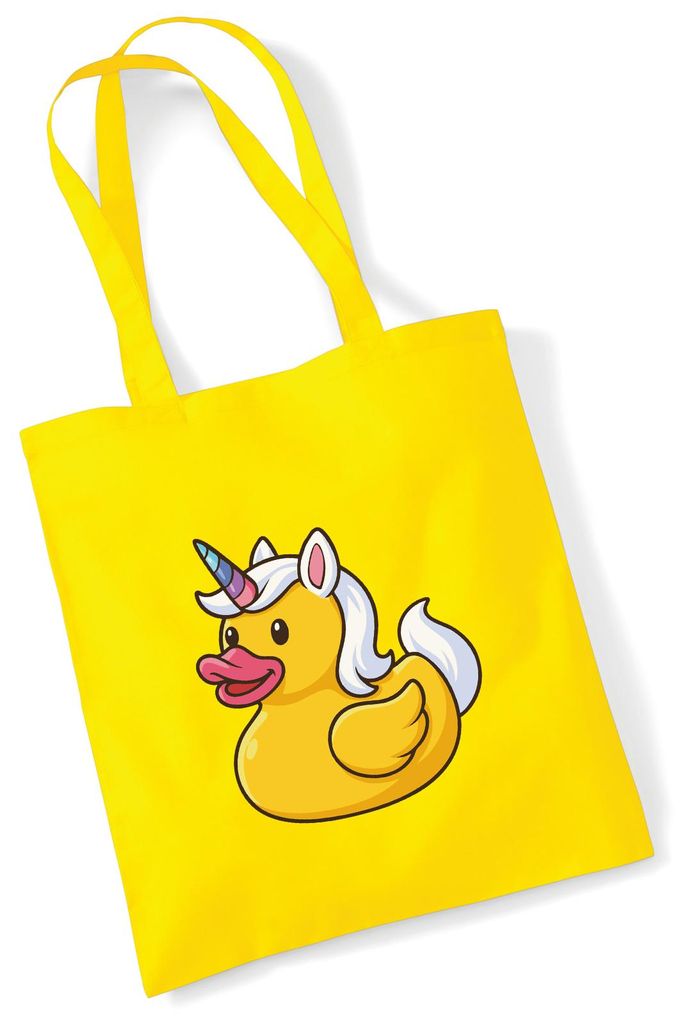 Huuraa Jutebeutel Quietscheente Einhorn Gummiente Unicorn 10 Liter Yellow Baumwolle Tasche Geschenkidee