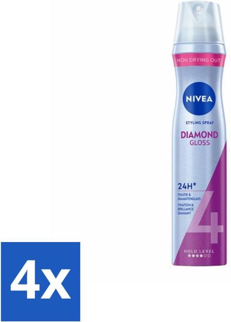 NIVEA - Styling Spray - Diamond Shine Care - Stärke 4 - 250 ml - Vorteilspack - 4 Stücke