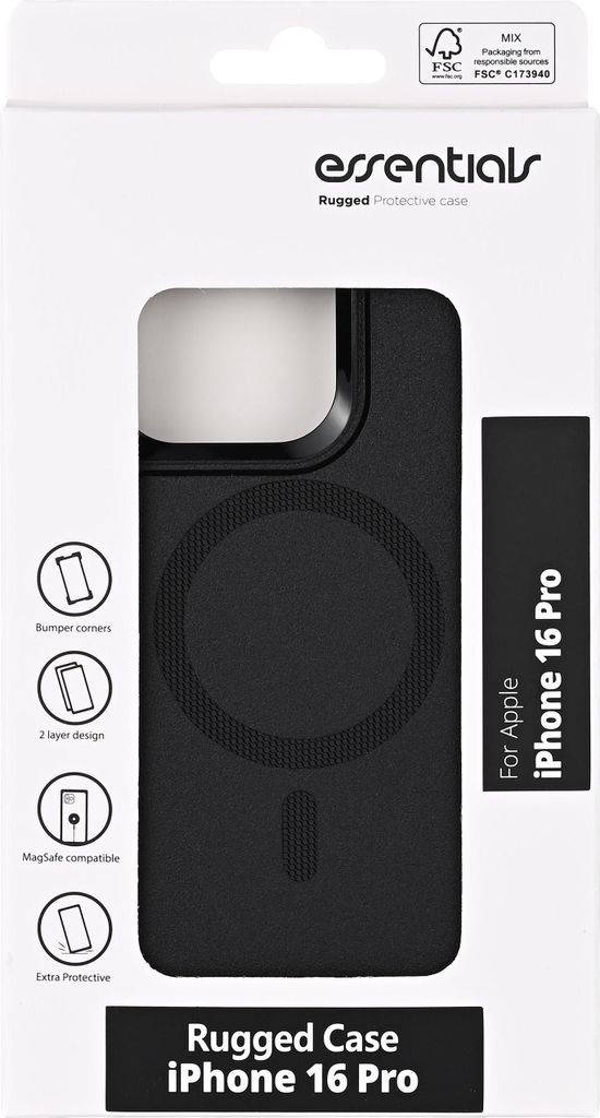 iPhone 16 Pro Rugged Case, Magnet, Schwarz