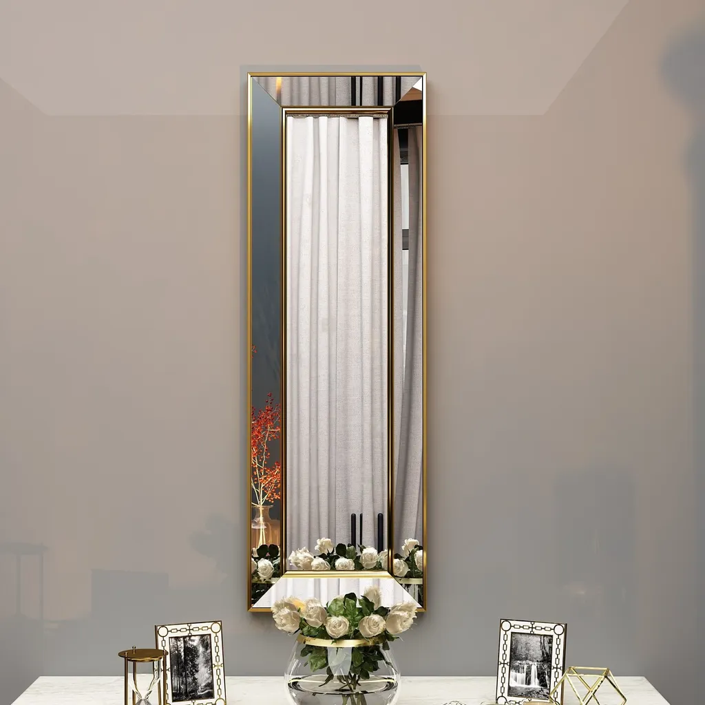 Miroir pour entrée et salon Carlos Or - Miroir vertical 30x90 cm doré - 2