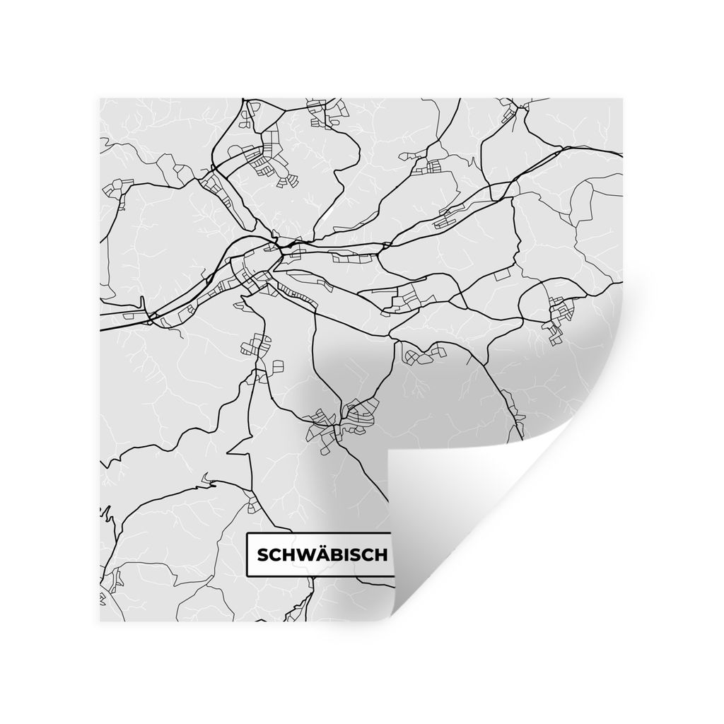 MuchoWow Wandtattoo Wandsticker Wandaufkleber Karte - Schwäbisch Gmünd - Deutschland - Karte - Stadtplan 50x50 cm Selbstklebend und Repositioni...