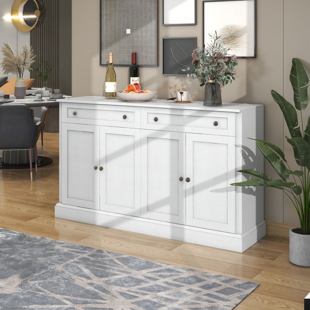 MODFU Großes Sideboard Kommode Standschrank mit 4 Türen und 2 Schubladen, moderner Buffetschrank für Esszimmer und Wohnzimmer, 150 x 40 x 86 cm ...
