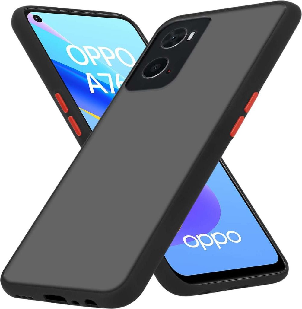 Cadorabo Hülle für Oppo A36 / A76 / A96 4G / K10 4G / Realme 9i in Matt Schwarz Hybrid Schutzhülle mit TPU Silikon Innenseite und matter Kunstst...
