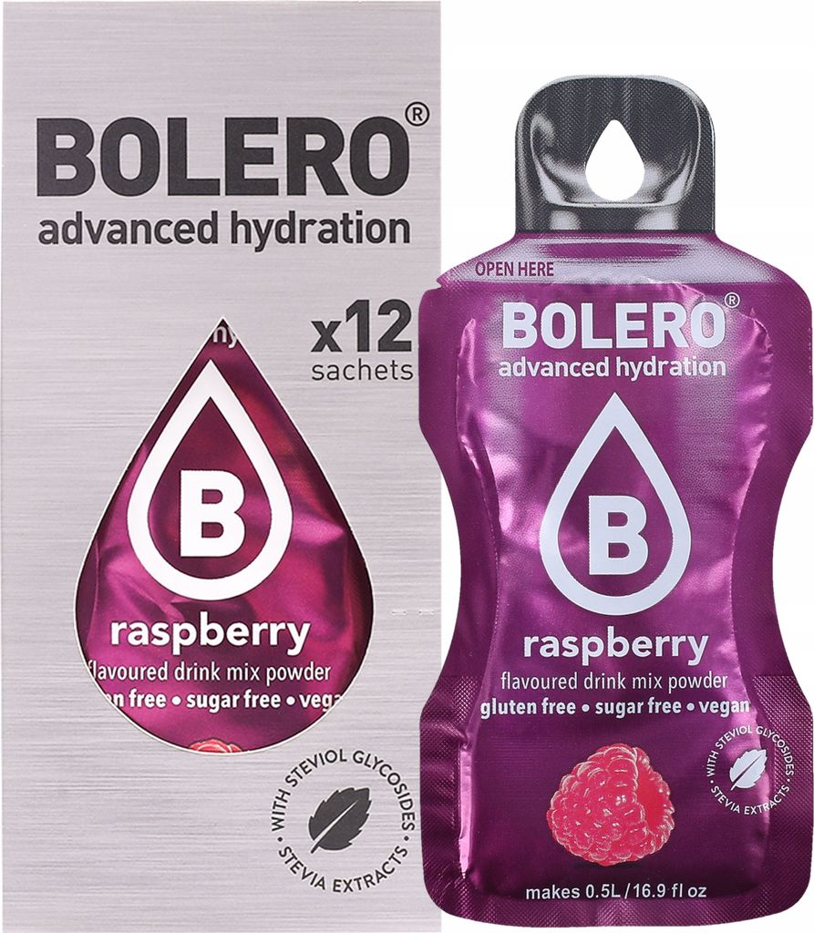 Bolero Sticks (12x3g) Raspberry - Intra- & Post-Workout - Produktbild 