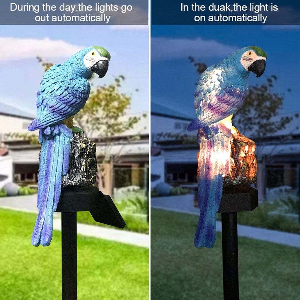 1/2x Papagei LED Solarleuchte Außen Gartenleuchten Garten Solarlampen Deko Licht 