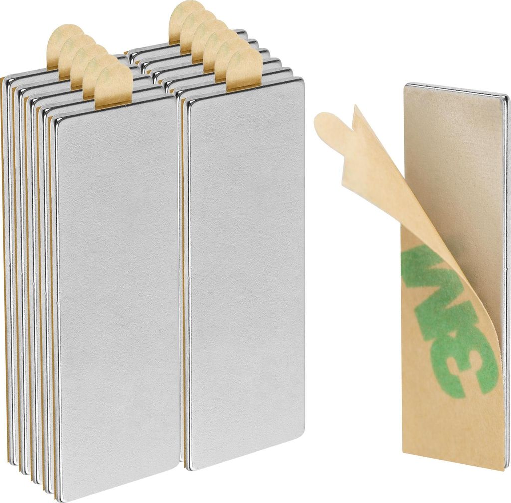 ECENCE Neodym Magnete 12 Stck. - Klebe-Magnete selbstklebend - 30x10x1mm - hochwertige NiCuNi-Besch