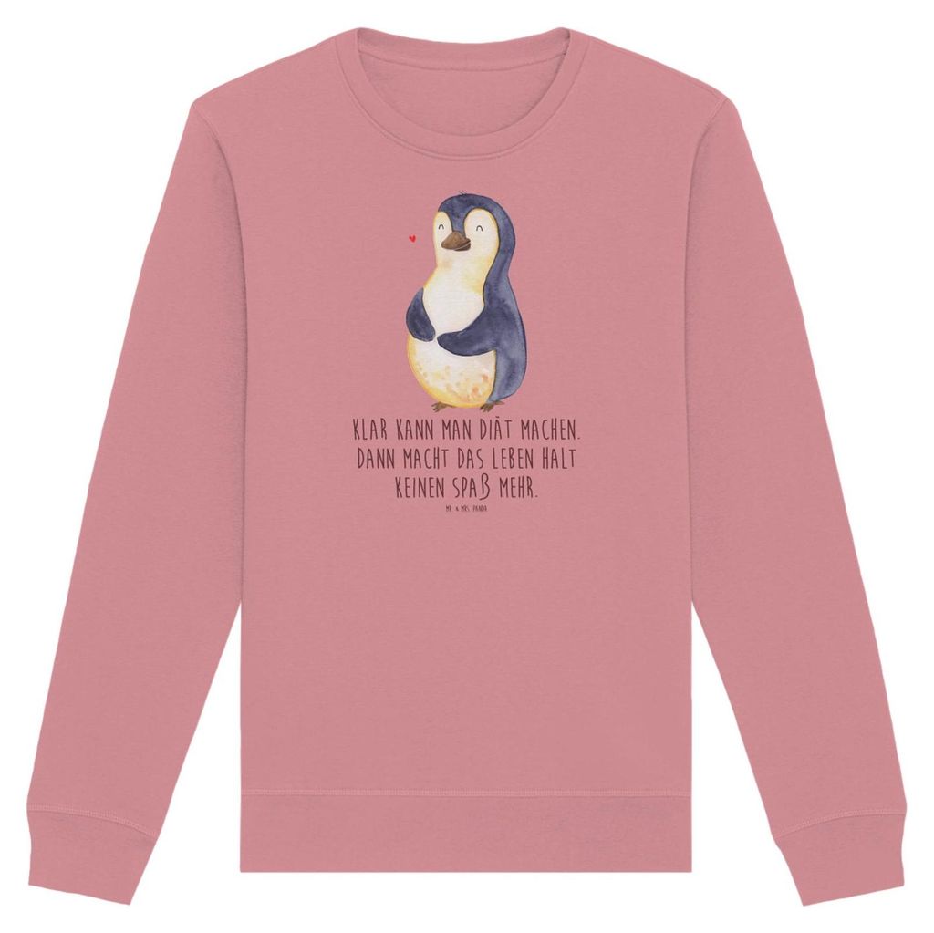 Mr. & Mrs. Panda Baumwoll Pullover Pinguin Diät Größe M - Canyon Pink - Geschenk, Sweatshirt, Abnehmen, glücklich, Rundhals, Motivation, Pulli,...