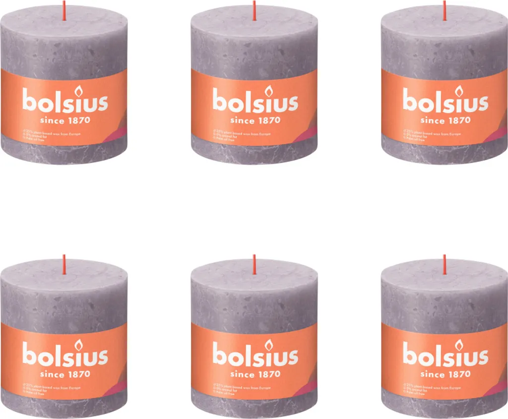 Décoration de Table Bougies Lavande Givrée 10cm Bolsius Pack de 6
