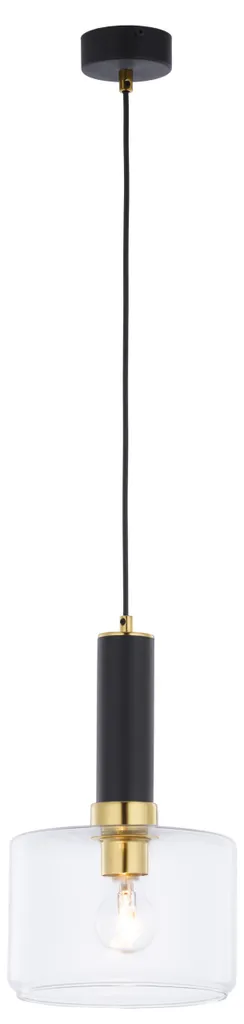 Lustre Suspension Moderne Métal Noir et Verre Transparent 80cm Jupiter