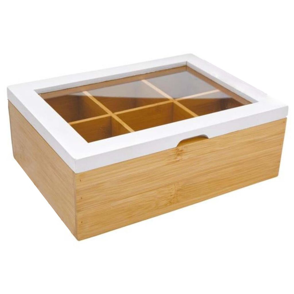 6-fächer Holz Teebox Teekiste Tee Teebeutelbox Tee Produktbild 