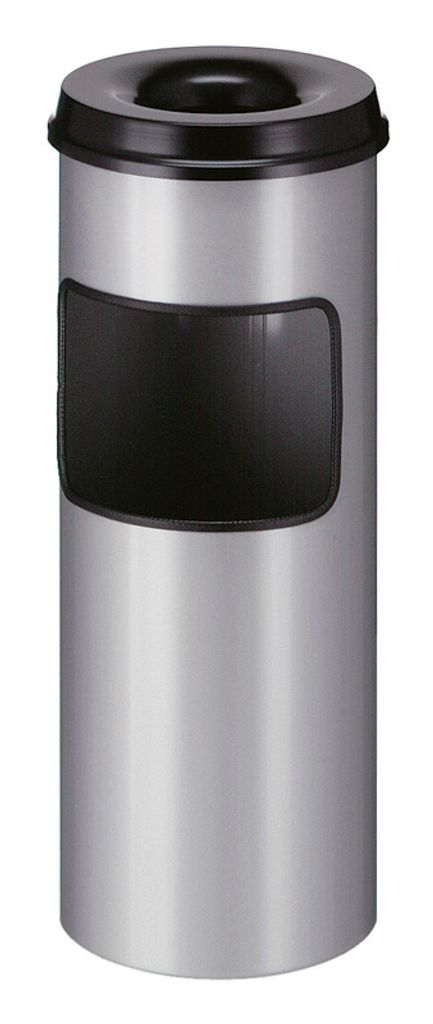 Ascher-Papierkorb mit Löscher 30 Liter aluminium, grau, schwarz (31011612)