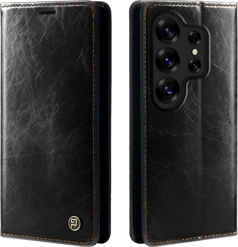 Handyhülle für Samsung Galaxy S26 Kunstleder Flip Vintage Cover Hülle RFID Schutz Case Kartenfach Farbe: Schwarz