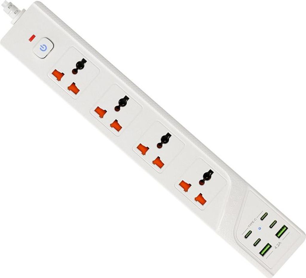 INF Smart Steckdosenleiste mit Überspannungsschutz und Type-C Schnellladung Weiß