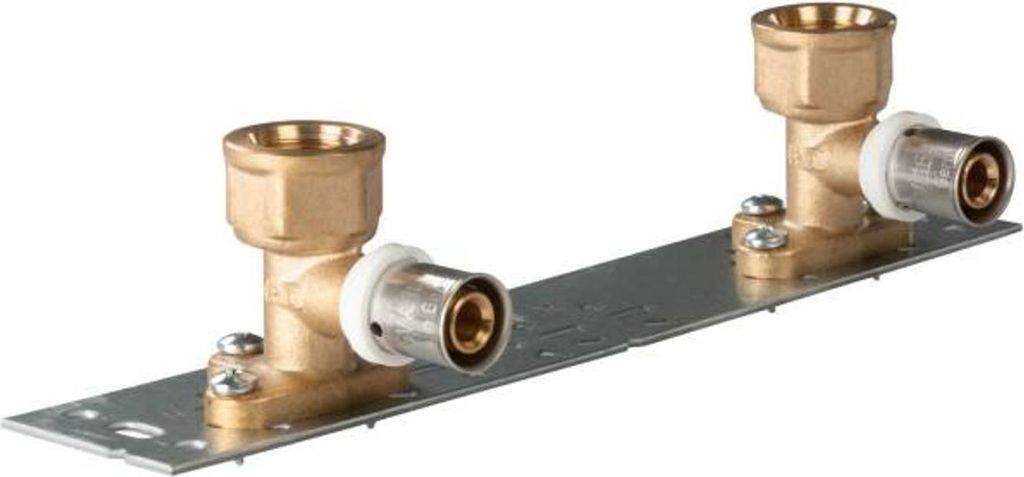 Selfio-Press Aluverbund Pressfitting Wandwinkel auf Montageplatte (Stichmaß 153 mm) 16 x 1/2 TH + U Kontur DVGW