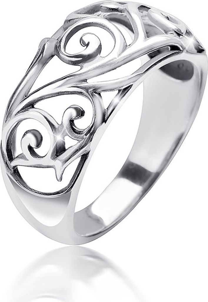MATERIA Damen Ring floral 925 Sterling Silber antik breit Produktbild 