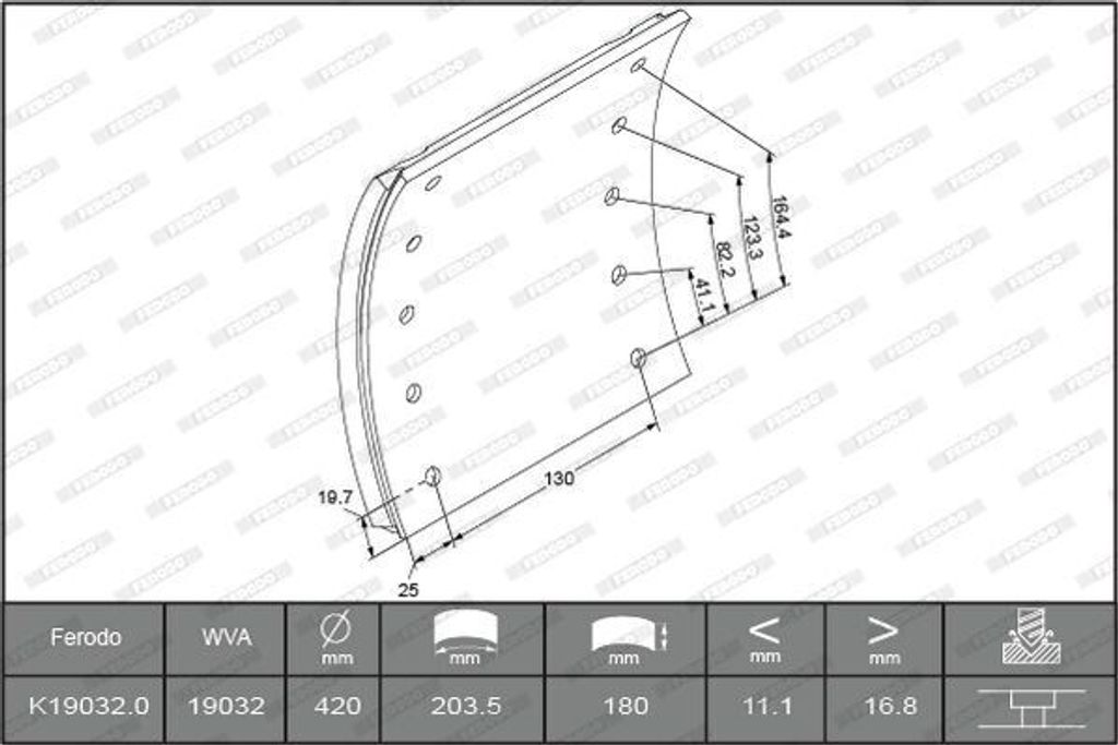 FERODO Bremsbacken K19032.0-F3658 für RENAULT TRUCKS G 17,8mm 180mm 8,165kg