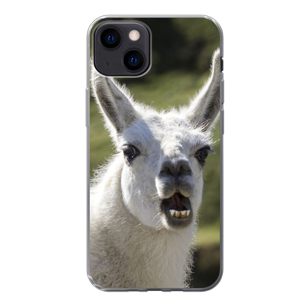 MuchoWow Handyhülle Schutzhülle Hülle für iPhone 13 Lama - Lustig - Kinder - Jungen - Mädchen - Kinder Silikon Softcase Handy Hülle - Karte...