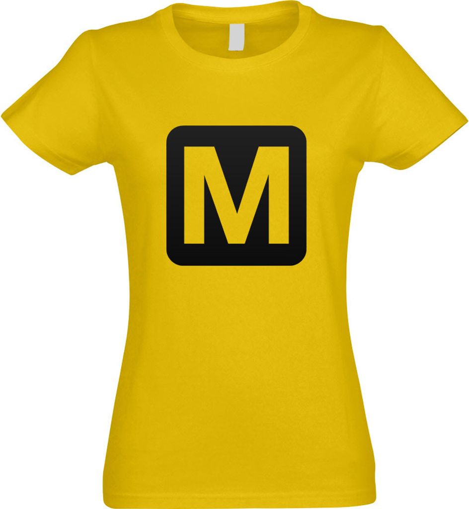 Kiwistar - T-Shirt tailliert - Damen - gelb - Metrostation Haltestelle Pikto - mit Motiv Bedruckt - Funshirt Design - Sport - Freizeit - Damen - M